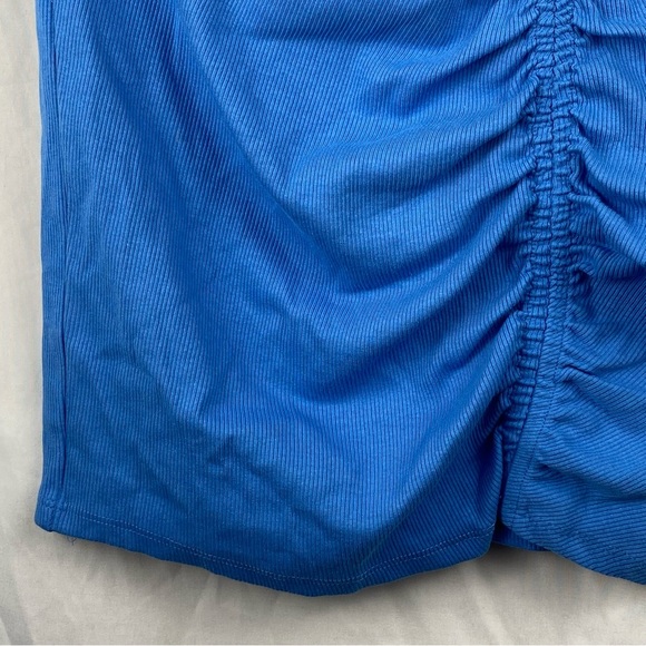 Zara Women’s High Waisted Ruched Rib Mini Blue Stretchy Skirt Size Small - Picture 7 of 16